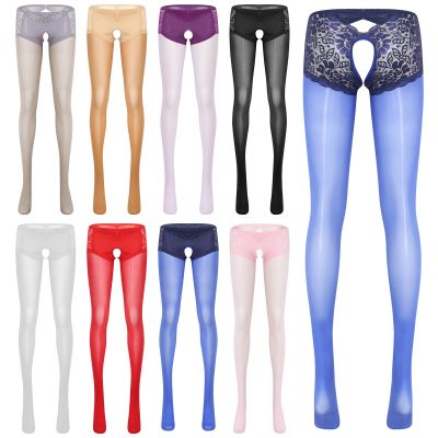 Women Tights See-through Bodystocking Lace Patchwork Pantyhose Soft Nightwear